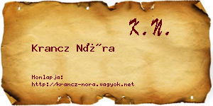 Krancz Nóra névjegykártya